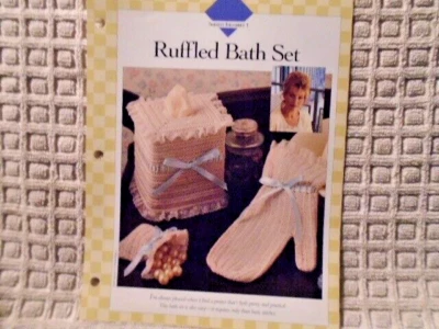 Juego de baño con volantes para ganchillo patrón único Vanna blanco Foto 1 de 2