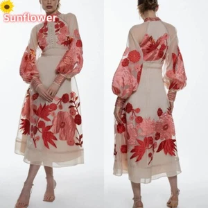Exquisite hochgeschlossen A-Linie Blumen Knopf Organza maßgeschneiderte Anlass Party Kleider - Bild 1 von 12