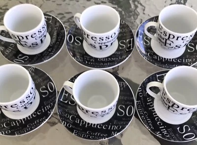 Juego de 12 tazas y platillos Gibson Cappuccino Espresso Cuban Cafecito 2 oz. Foto 1 de 4