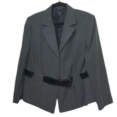 Alex Marie Black Polka Dot Belted Blazer Coat $159 Size 16W - Image 1 of 4