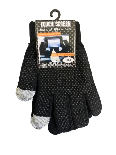 New Kids Boys Girls Touch Screen Non Slip Gripper Black Magic Gloves Onesize