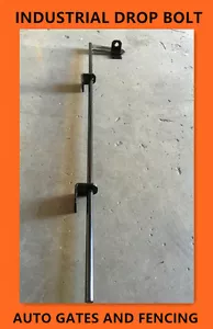 Industrial Steel Padlockable Drop Bolt Gate Lock 900mm with 3 brackets (Black) - Picture 1 of 1