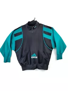 Vtg Adidas Equipment 1/4 Zip Retro Sweatshirt Black & Green Size Lg Color Block - Picture 1 of 8