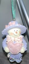 Snowman Christmas Ornament Purple Pink Heart Similar To Plum Pudding Snowmen