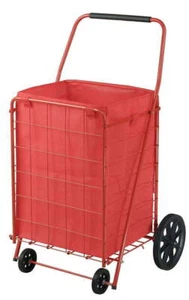 Folding Shopping Cart 110 Lb Capacity Steel Frame Four Caster Abrasion Resistant - Picture 1 of 6