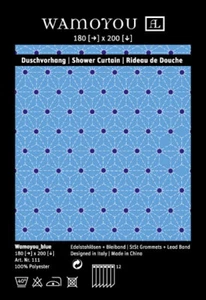 Duschvorhang 180x200 Textil Design Punkte Sterne blau Edelstahlösen - Bild 1 von 7