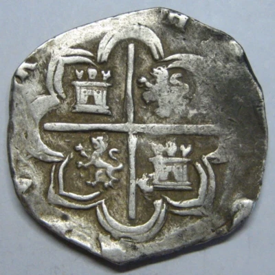 PHILIP II 4 REAL COB SEGOVIA 1500s ASSAYER I SPANISH SILVER COLONIAL ERA COB - Image 1 of 4