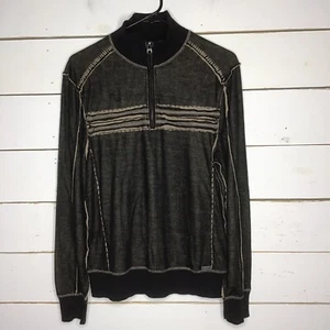 Neu Schnalle schwarz Pullover Reverse Sweater Mock Viertelreißverschluss schmale Passform Herren Medium - Bild 1 von 6