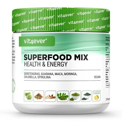 Superfood-Mix - 420g Pulver - Moringa, Spirulina, Chlorella, Gerstengras Vegan  - Bild 1 von 4