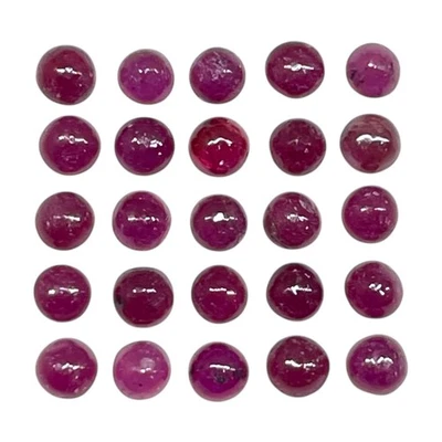 3 Cts Natural Ruby 25 Pcs Lot 2.5mm Round Cabochon Beautiful Red Loose Gemstones - Image 1 of 4