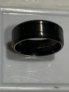 Wolframcarbid Herren abgestufte Kanten schwarz Ehering Ring Größe 8 Lot 1-82 - Bild 1 von 6