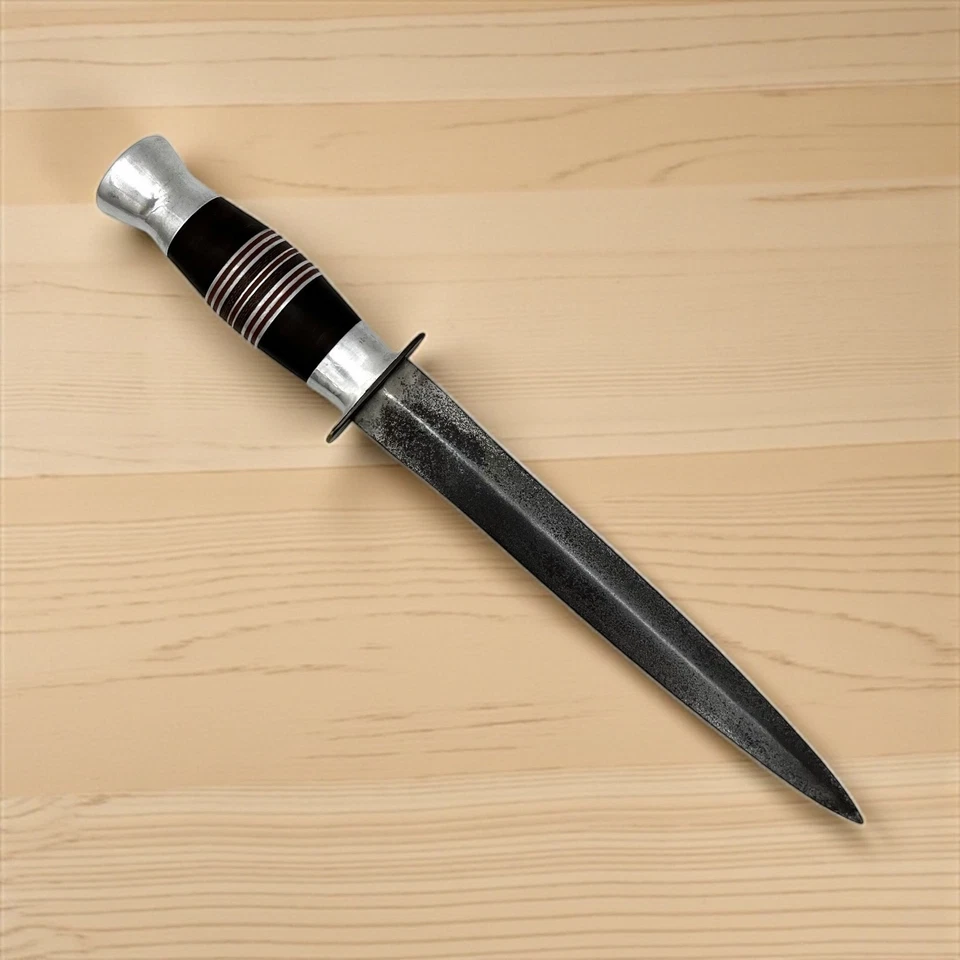 WW2 VTG Trench Fighting Knife 12.5" Hand Made Dagger Aluminum & Leather Handle - Image 1 of 4