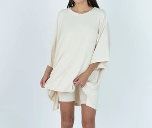The Foxy Kind Tunic Top Ribbed One Size Oversize Pullover All Weekend Long Cream - Picture 1 of 12