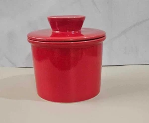 Home X Butter Keeper Crock Red Butter Dish With Water Line - Picture 1 of 5