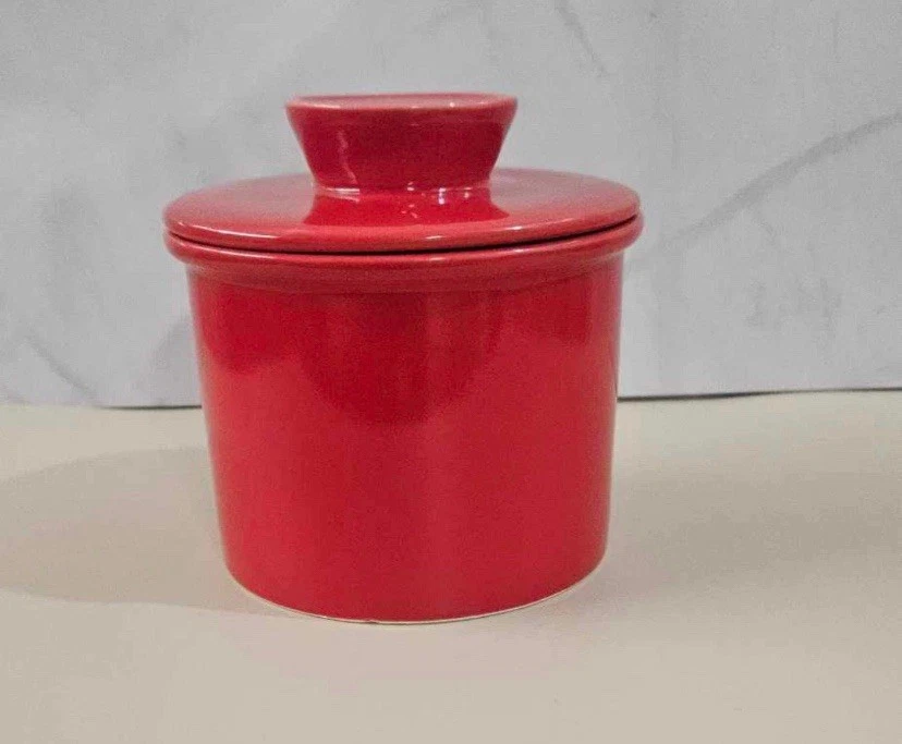 Home X Butter Keeper Crock Red Butter Dish With Water Line - Image 1 of 4