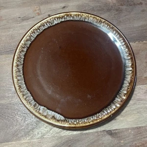 Vintage MCM Pottery Brown Drip Glazed Dinner Plate 10” - Picture 1 of 4