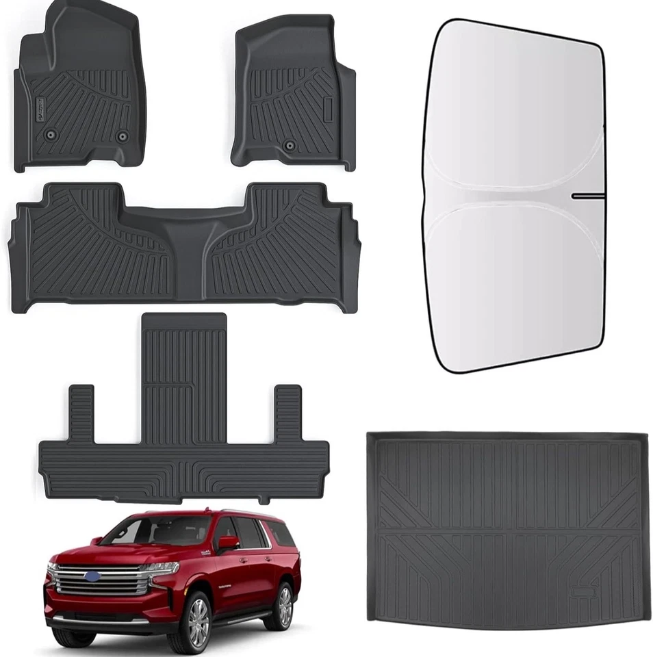 Juego completo de alfombrillas 3D para Chevrolet Suburban GMC Yukon 21-25 segunda fila canastilla Foto 1 de 4