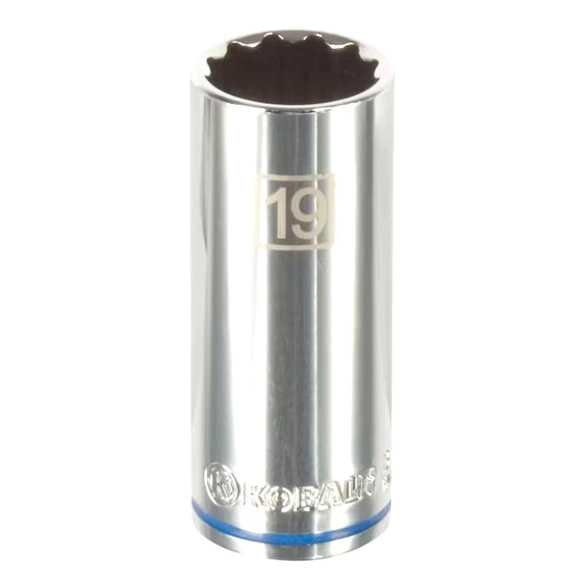KOBALT 337833,  19mm  3/8 Drive Deep 12pt Metric Socket-Blue Stripe-Store Pkging - Image 1 of 1