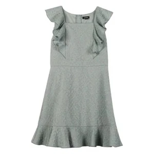 Zunie Textured Flutter Sleeve Fit & Flare Dress Girls Size 10 Dusty Sage Ruffled - Picture 1 of 8