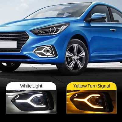 LED DRL Fog Light Indicator Pair Upgrade for Hyundai Accent 2017-2019 - Image 1 of 4