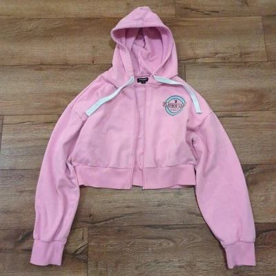 Playboy by Pacsun Women's Medium Cropped Hoodie Pink Babydoll (Missing Zipper) - Image 1 of 4