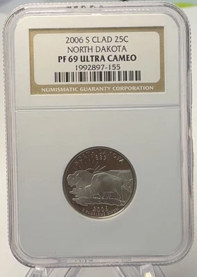 2006 -S State Quarter NGC PF69 Ultra Cameo,  N. Dakota - Image 1 of 3