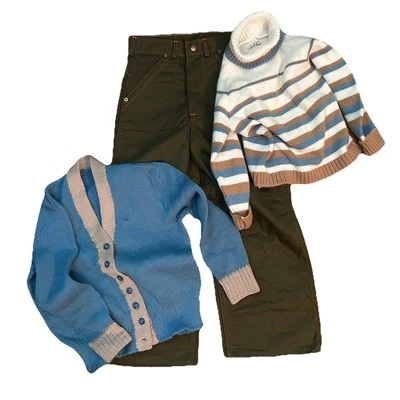 1950/60’s Vintage Boy Pants War Time Era Lord & Taylor Sweater Knit Cardigan Lot - Image 1 of 4