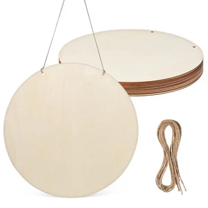  15 juegos de adornos de letreros redondos de madera para manualidades redondos círculos de madera en blanco - Imagen 1 de 11