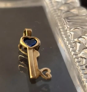 10k NF Stamped Gold Gemstone Key-shaped Charms - Picture 1 of 4