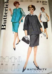 *LOVELY VTG 1950s MATERNITY JACKET TOP & SKIRT Butterick Sewing Pattern 14/34 FF - Picture 1 of 1