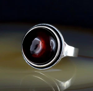 Ring Silber Sterling Bernstein 16,5 mm Vintage - elegant & warm leuchtend silver - Bild 1 von 10