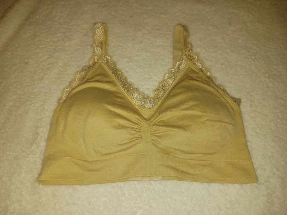 S/M Angelina Stretch Beige Lace Comfort Bra Padded Wireless Convertible - Image 1 of 4