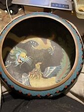 Chinese Cloisonné Enamel Dragon Phoenix Bowl