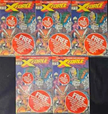X-Force #1 Complete Set of 5 including Deadpool Card (Marvel, 1991) - Image 1 of 2