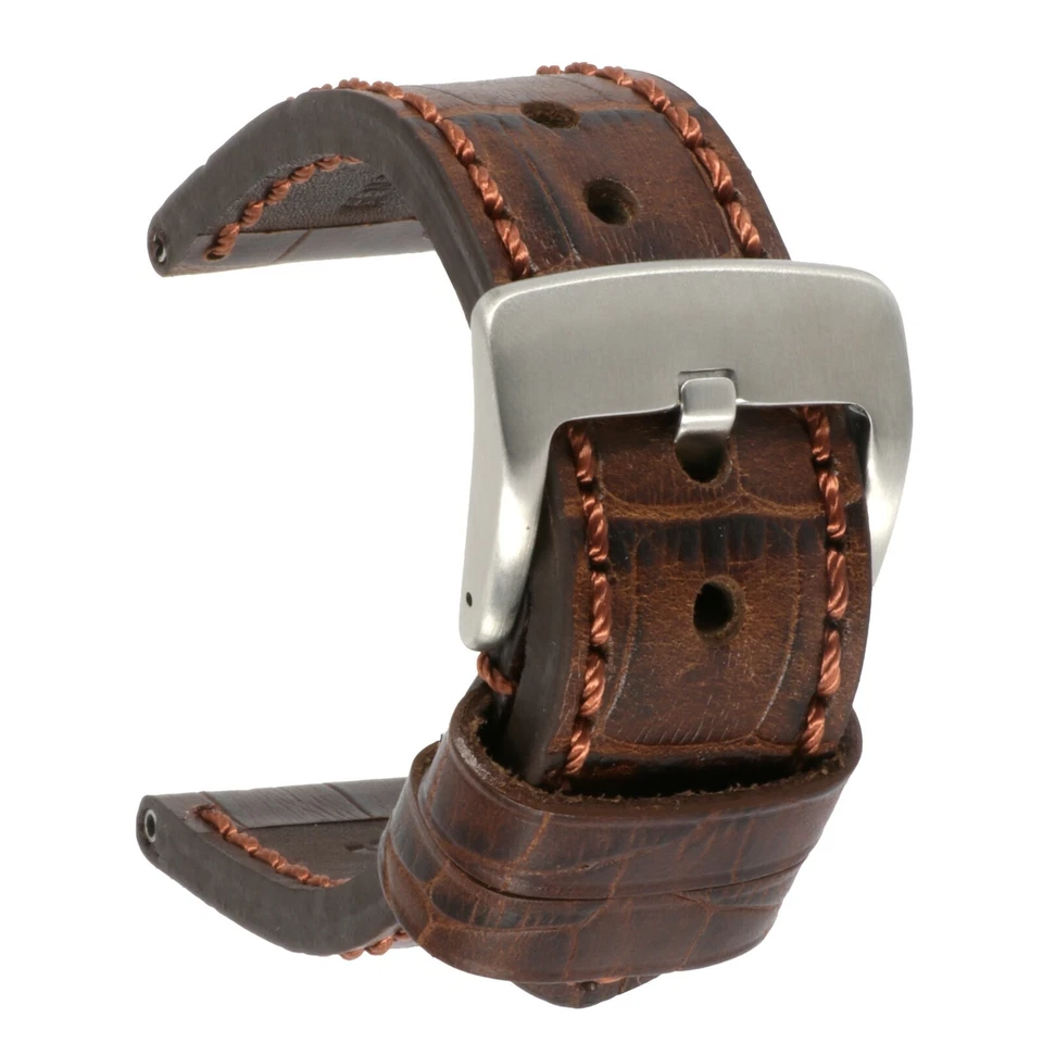 22mm Leather Strap Antique Brown Watch Band for INVICTA Heavy Duty Buckle Brown - Image 1 of 4