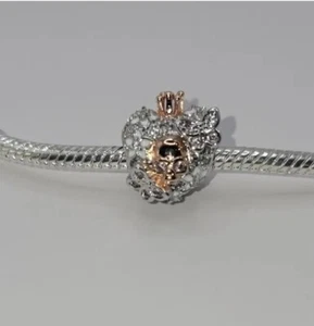 🔅L'Amour 925 Sterling Silver Sparkling Skull w/Butterfly And Flowers Bead Charm - Picture 1 of 2