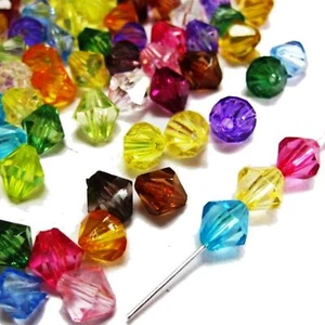 1000 Mixed Colour Faceted Acrylic Bicone Beads 8X8mm Jewelry Making - Picture 1 of 9