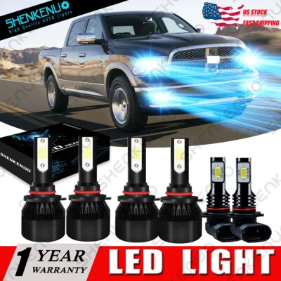 For Dodge RAM 1500 2500 3500 2013 2014 2015 Combo 8000K LED Headlight Fog Lamp - Imagem 1 de 4