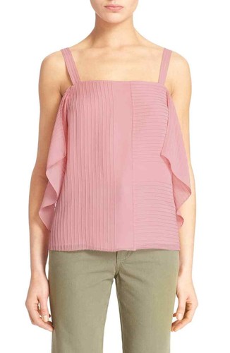 Top cisterna Tory Burch in seta pintuck taglia 10 msrp $295