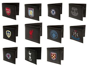 Football Club Official PU Black Embroidered Wallet Crest Badge Team Money