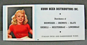 Vintage Pinup Girl Kuhn Distributori Birra Adv Ink Blotter Michigan City Ind - Foto 1 di 1