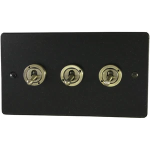 G&H FG383-AB Flat Plate Graphite 3 Gang 1 or 2 Way Toggle Light Switch - Picture 1 of 1
