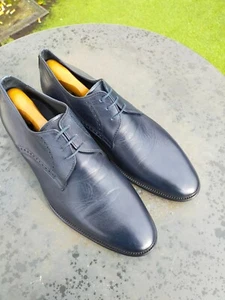 Dino Draghi Mens Navy Leather Lace-up Derby Shoes UK 10 (44). - Picture 1 of 9