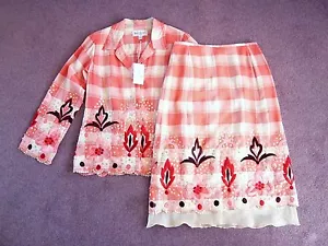 Betty Jackson BNWT skirt suit Check w sequins + embroidery Made in England UK 10 - Picture 1 of 12