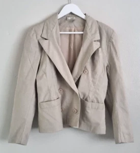 Charlotte Halton Vintage Beige Linen Blend Blazer Jacket Size 12 Womens - Picture 1 of 10