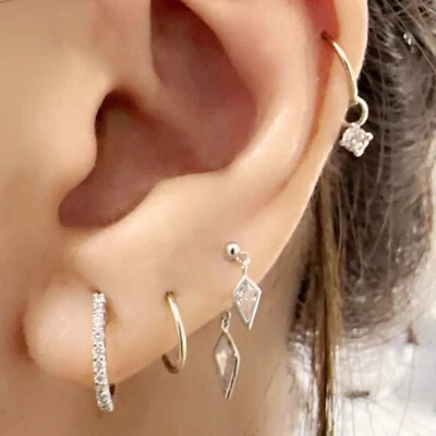 Pendientes colgantes de plata de ley con forma de cometa de doble diamante de 18 G hechos a mano en EE. UU. Foto 1 de 4