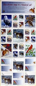 National Wildlife Federation Weihnachtssiegel, kompletter Bogen mit 30 Briefmarken, 1995, postfrisch - Bild 1 von 3