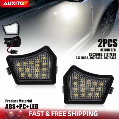 2pcs LED Under Mirror Puddle Light White For Volvo V70 S60 S80 XC90 V50 C30 C70 - Image 1 of 4