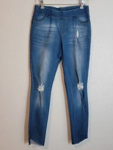 jeans jvini pull on donna taglia small jegging effetto invecchiato orlo tagliato denim blu - Foto 1 di 13