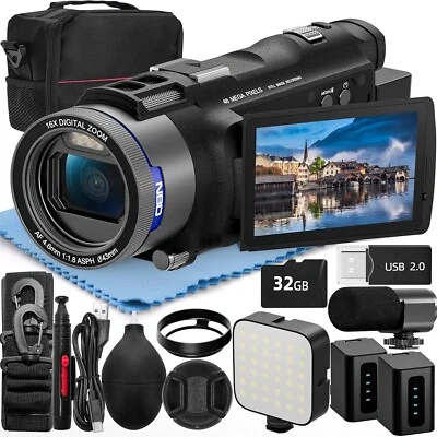Video Camera Camcorder 4K WiFi 48MP Vlogging Camera for YouTube with Microphone - Image 1 of 4